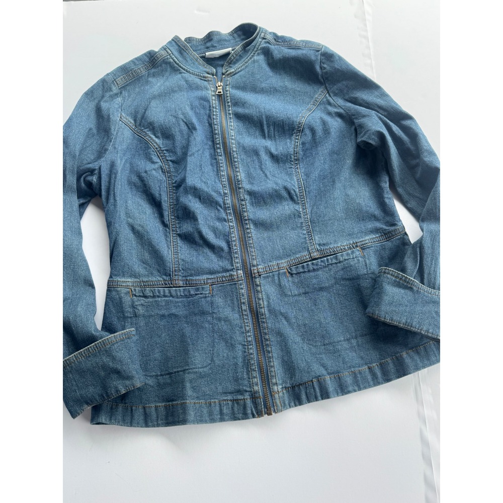 Denim & Co Shacket Full Zip Autumn Layer Jacket Size Small Stretch Minimalist